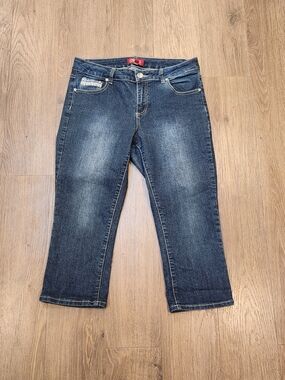 One 5 One 151 Denim Dark Wash Embellished Capri Jeans Y2K STRETCH